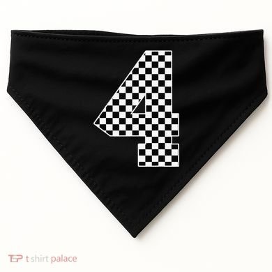4th Birthday Race Car Four 4 Year Old Checkered Flag USA-Made Doggie Bandana