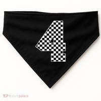 4th Birthday Race Car Four 4 Year Old Checkered Flag USA-Made Doggie Bandana thumb 0