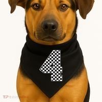 4th Birthday Race Car Four 4 Year Old Checkered Flag USA-Made Doggie Bandana thumb 1