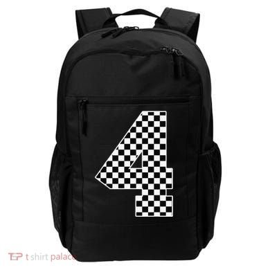 4th Birthday Race Car Four 4 Year Old Checkered Flag Backpack