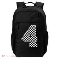 4th Birthday Race Car Four 4 Year Old Checkered Flag Backpack thumb 0