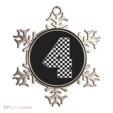 4th Birthday Race Car Four 4 Year Old Checkered Flag Ornament