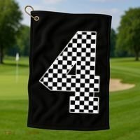 4th Birthday Race Car Four 4 Year Old Checkered Flag Golf Towel thumb 1