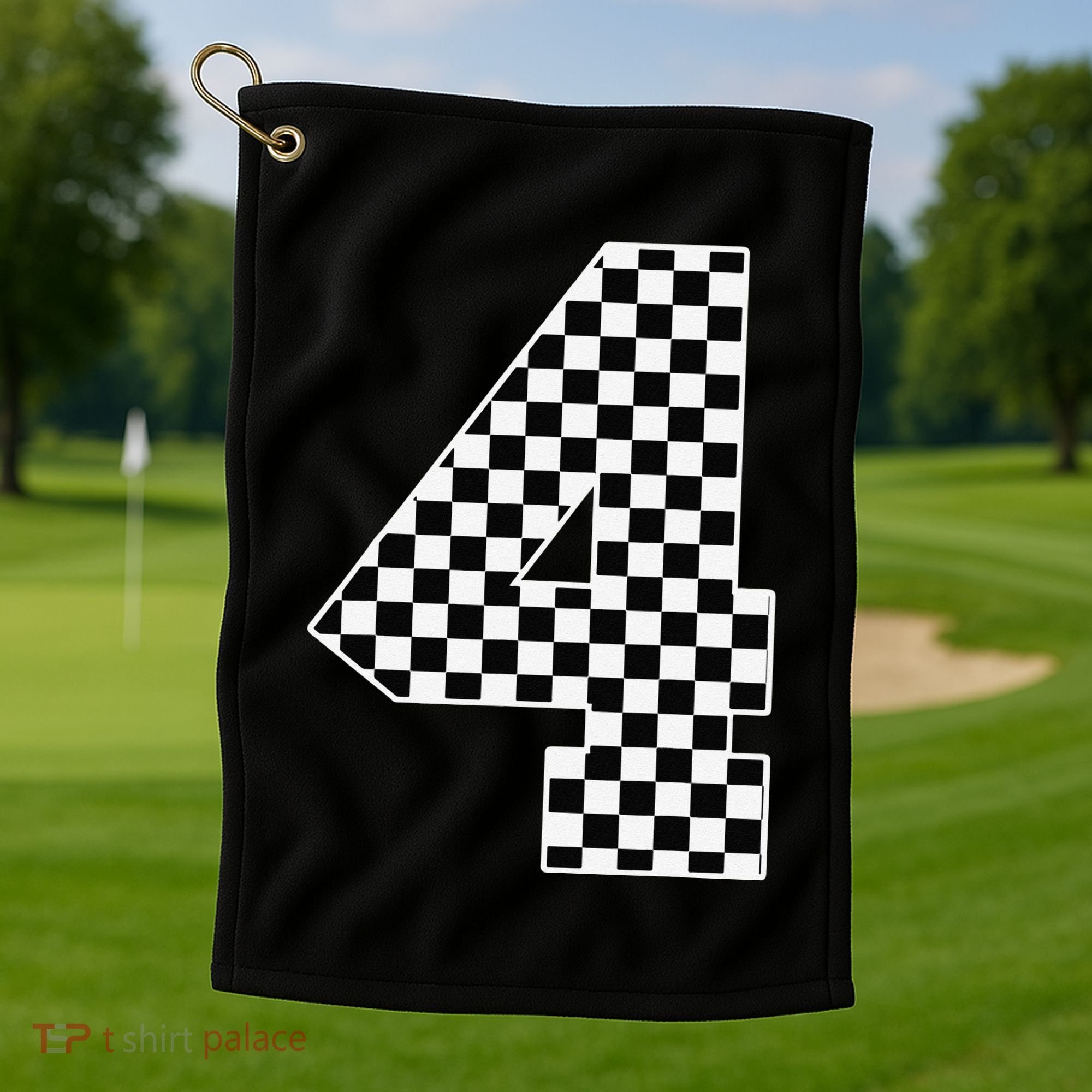 4th Birthday Race Car Four 4 Year Old Checkered Flag Golf Towel