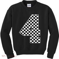4th Birthday Race Car Four 4 Year Old Checkered Flag Kids Sweatshirt thumb 0