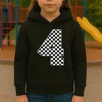 4th Birthday Race Car Four 4 Year Old Checkered Flag Kids Hoodie thumb 3
