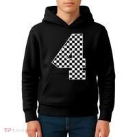 4th Birthday Race Car Four 4 Year Old Checkered Flag Kids Hoodie thumb 4