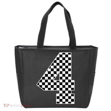 4th Birthday Race Car Four 4 Year Old Checkered Flag Tote Bag