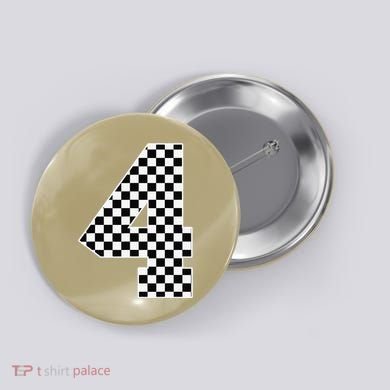 4th Birthday Race Car Four 4 Year Old Checkered Flag Button