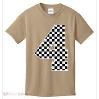 4th Birthday Race Car Four 4 Year Old Checkered Flag Kids T-Shirt thumb 0