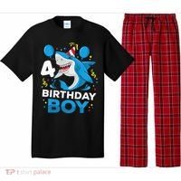 4th Birthday Shark Ocean Theme Party 4 Years Old Pajama Set thumb 0