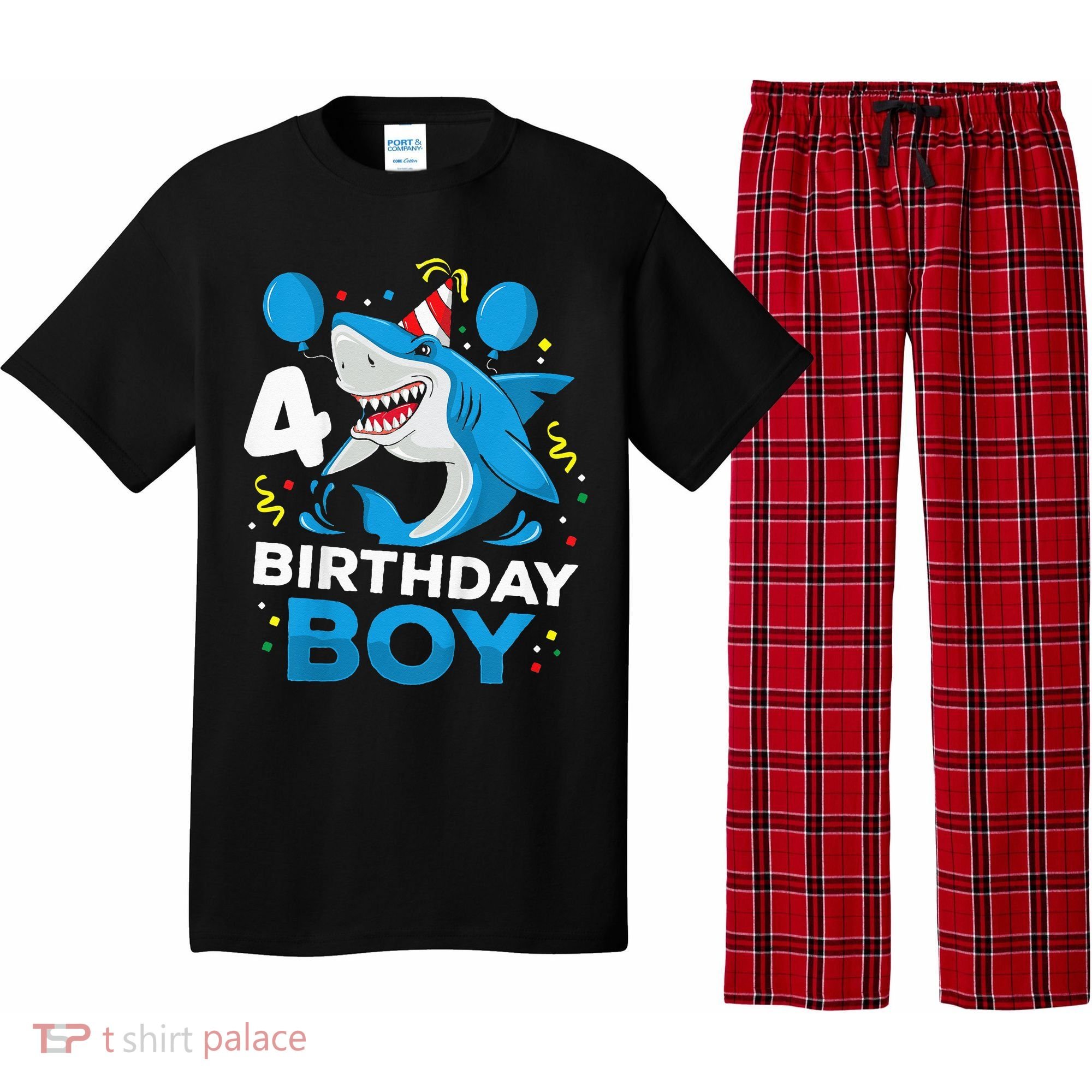 4th Birthday Shark Ocean Theme Party 4 Years Old Pajama Set