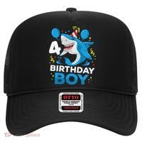 4th Birthday Shark Ocean Theme Party 4 Years Old Hat thumb 0