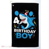 4th Birthday Shark Ocean Theme Party 4 Years Old Golf Towel thumb 0
