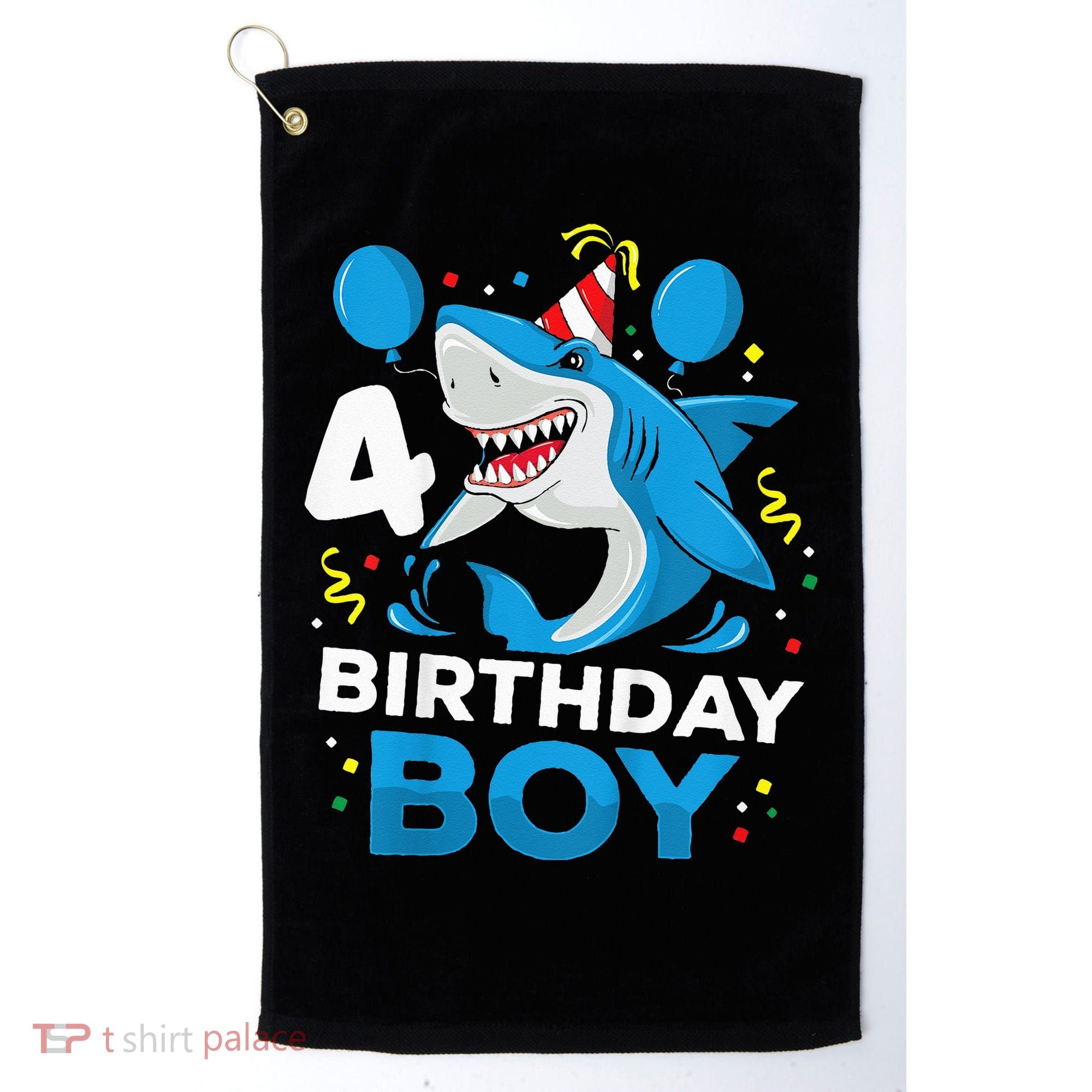 4th Birthday Shark Ocean Theme Party 4 Years Old Golf Towel