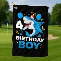 4th Birthday Shark Ocean Theme Party 4 Years Old Golf Towel thumb 1