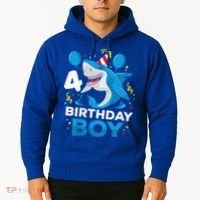 4th Birthday Shark Ocean Theme Party 4 Years Old Hoodie thumb 2