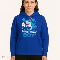 4th Birthday Shark Ocean Theme Party 4 Years Old Hoodie thumb 5