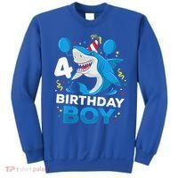 4th Birthday Shark Ocean Theme Party 4 Years Old Sweatshirt thumb 0