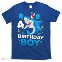 4th Birthday Shark Ocean Theme Party 4 Years Old T-Shirt thumb 0