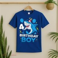 4th Birthday Shark Ocean Theme Party 4 Years Old T-Shirt thumb 2