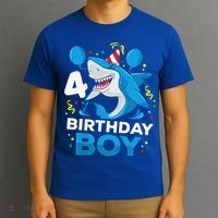 4th Birthday Shark Ocean Theme Party 4 Years Old T-Shirt thumb 3