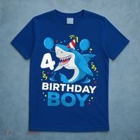 4th Birthday Shark Ocean Theme Party 4 Years Old T-Shirt thumb 5