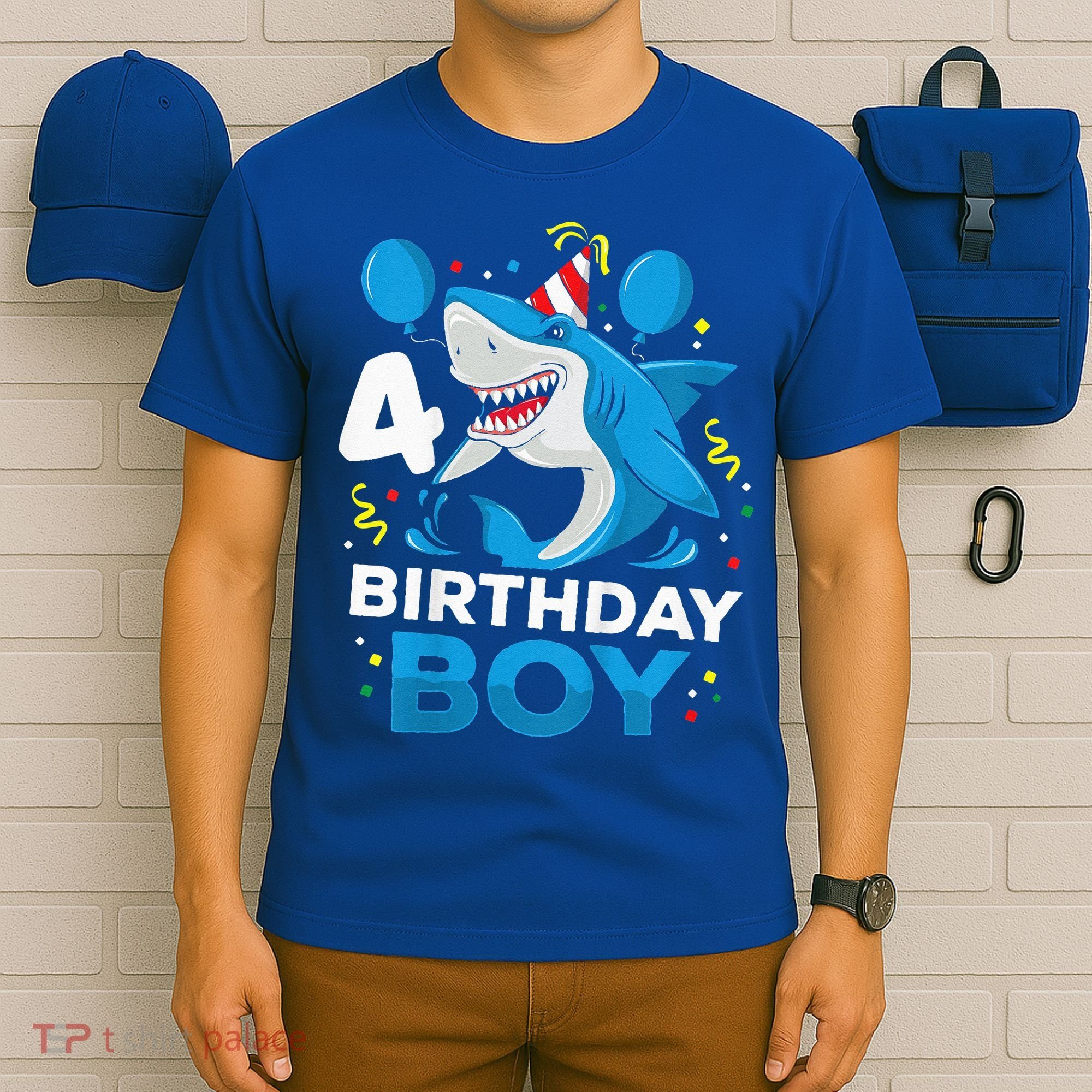 4th Birthday Shark Ocean Theme Party 4 Years Old T-Shirt