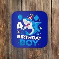 4th Birthday Shark Ocean Theme Party 4 Years Old Coaster thumb 0
