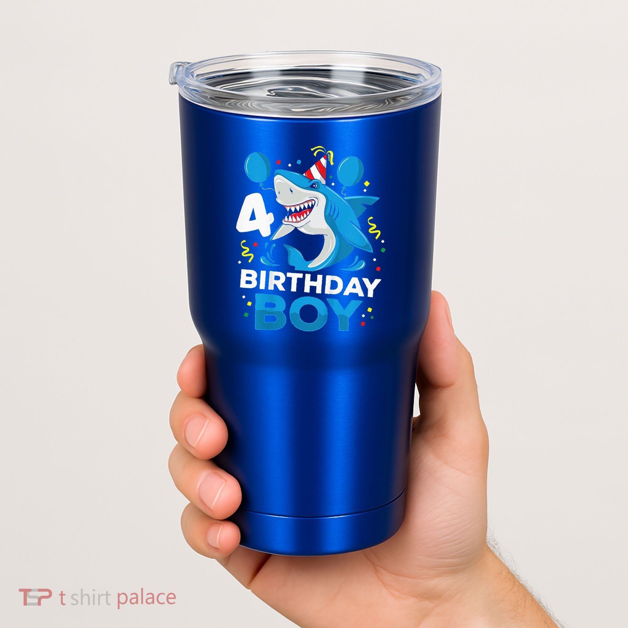 4th Birthday Shark Ocean Theme Party 4 Years Old Tumbler