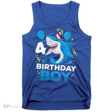 4th Birthday Shark Ocean Theme Party 4 Years Old Tank Top