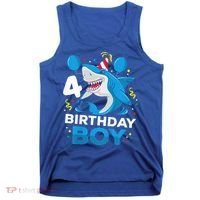 4th Birthday Shark Ocean Theme Party 4 Years Old Tank Top thumb 0