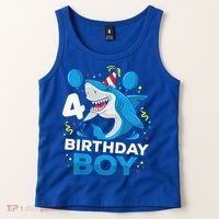 4th Birthday Shark Ocean Theme Party 4 Years Old Tank Top thumb 2