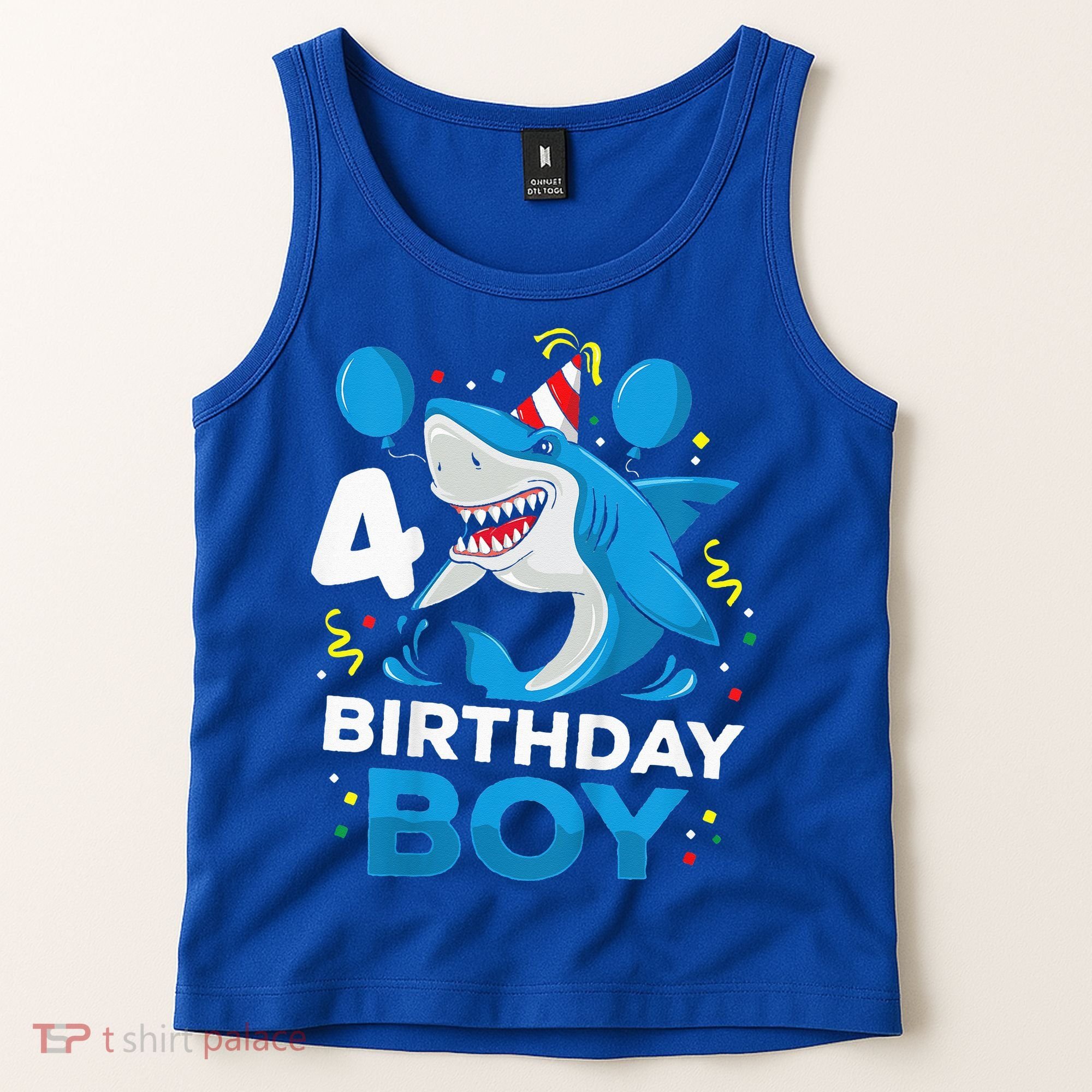 4th Birthday Shark Ocean Theme Party 4 Years Old Tank Top