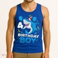 4th Birthday Shark Ocean Theme Party 4 Years Old Tank Top thumb 3