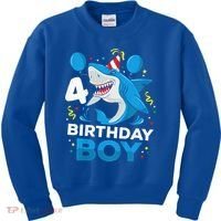 4th Birthday Shark Ocean Theme Party 4 Years Old Kids Sweatshirt thumb 0