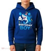4th Birthday Shark Ocean Theme Party 4 Years Old Kids Hoodie thumb 4