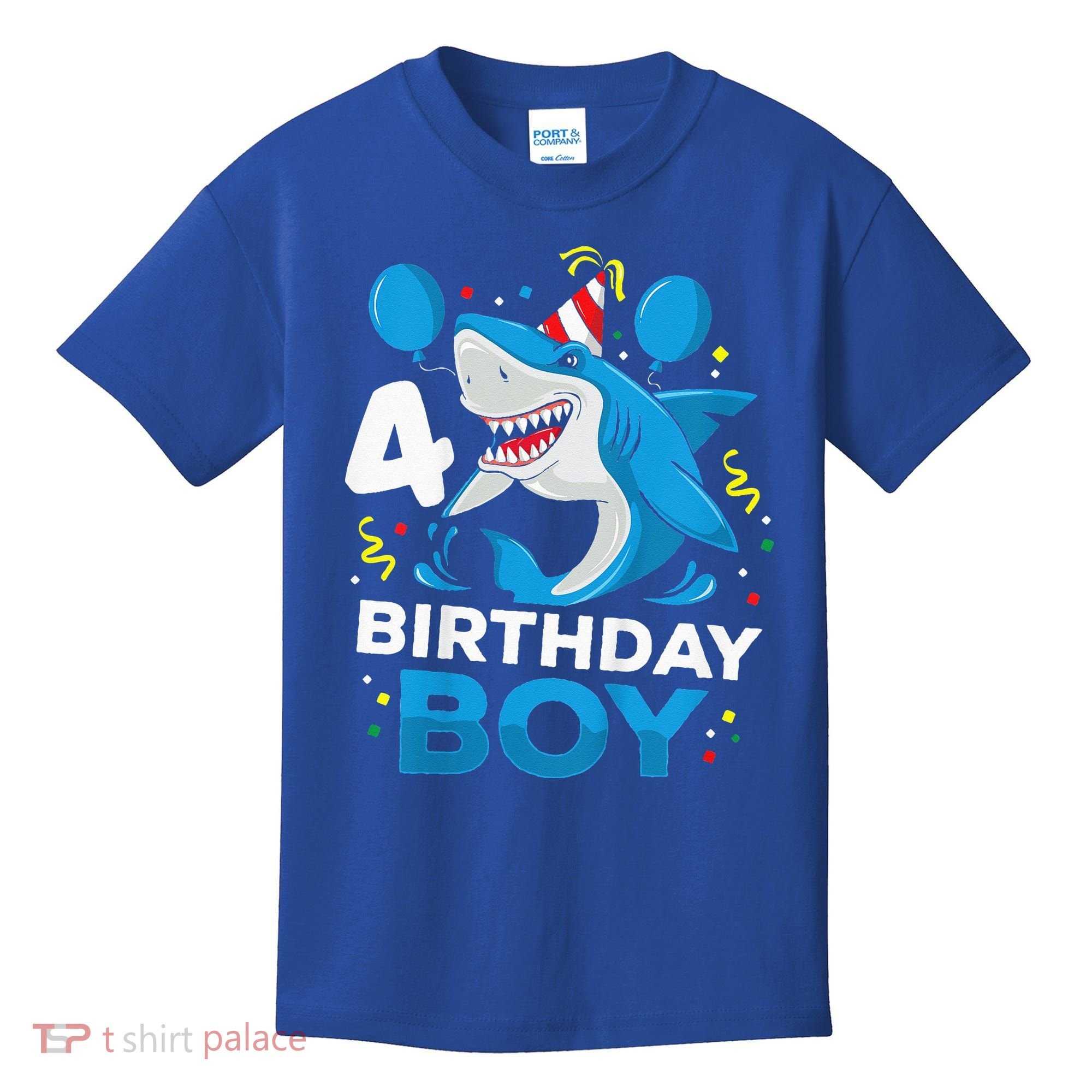 4th Birthday Shark Ocean Theme Party 4 Years Old Kids T-Shirt