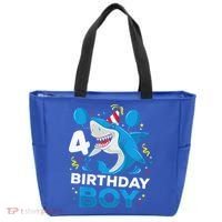 4th Birthday Shark Ocean Theme Party 4 Years Old Tote Bag thumb 0