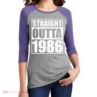 40th Birthday Straight Outta 1986 Women's Tri-Blend 3/4-Sleeve Raglan Shirt thumb 2