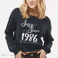 40th Birthday Sassy Since 1986 Cropped Pullover Crew thumb 2