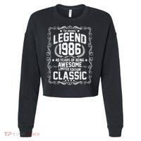 40th Birthday The Original Legend 1986 Awesome Classic  Cropped Pullover Crew thumb 0