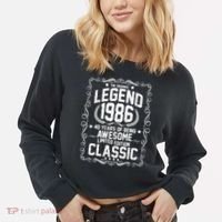 40th Birthday The Original Legend 1986 Awesome Classic  Cropped Pullover Crew thumb 2