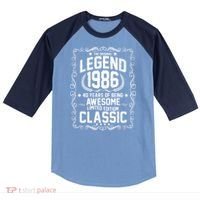 40th Birthday The Original Legend 1986 Awesome Classic  Raglan Baseball Sleeve Shirt thumb 0