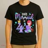 4th Birthday This Mermaid Is 4 Years Old Mermaid T-Shirt thumb 3