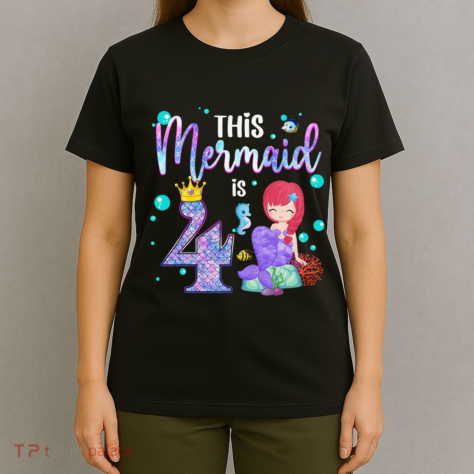 4th Birthday This Mermaid Is 4 Years Old Mermaid T-Shirt