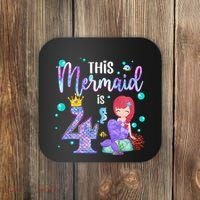 4th Birthday This Mermaid Is 4 Years Old Mermaid Coaster thumb 0