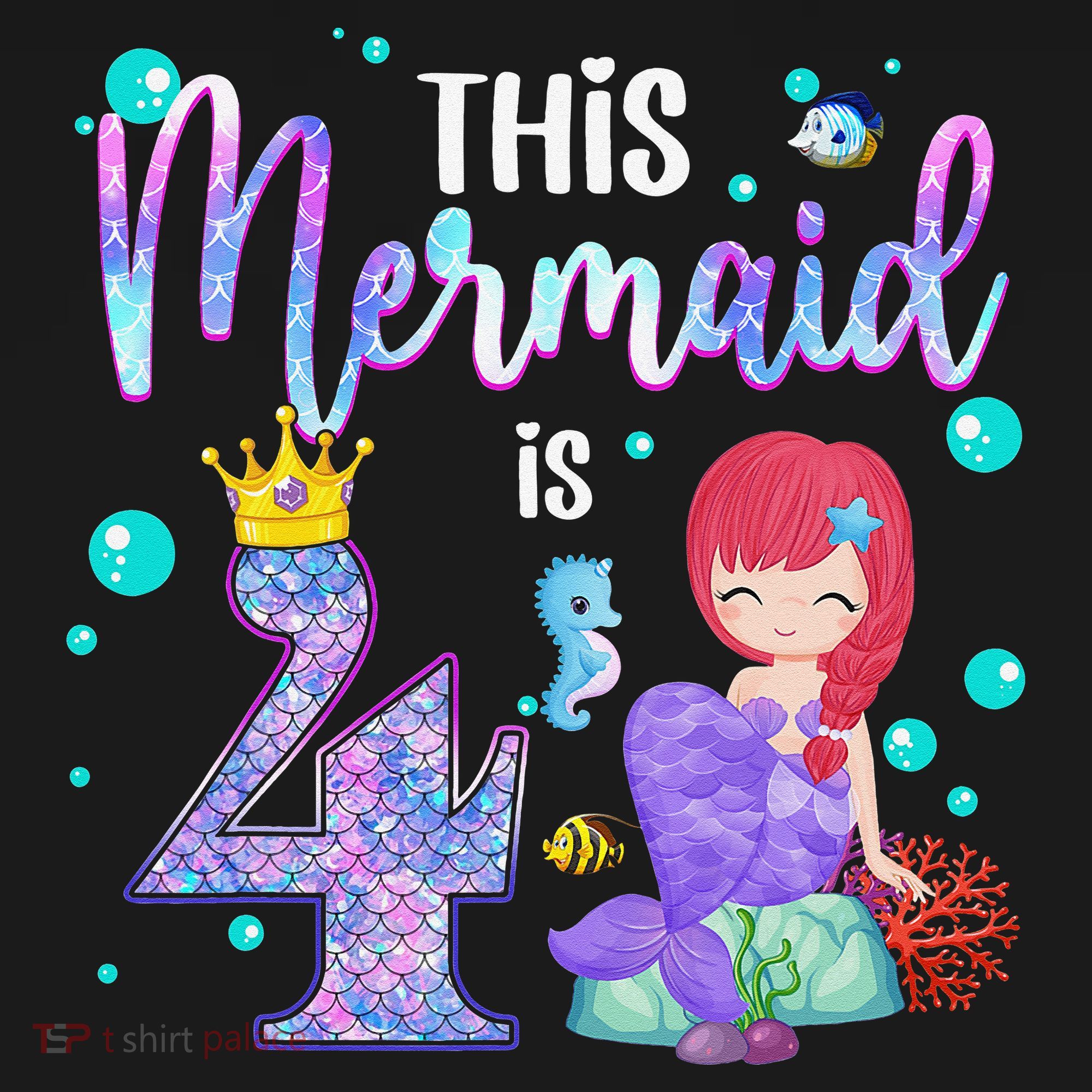 4th Birthday This Mermaid Is 4 Years Old Mermaid Women's Hoodie