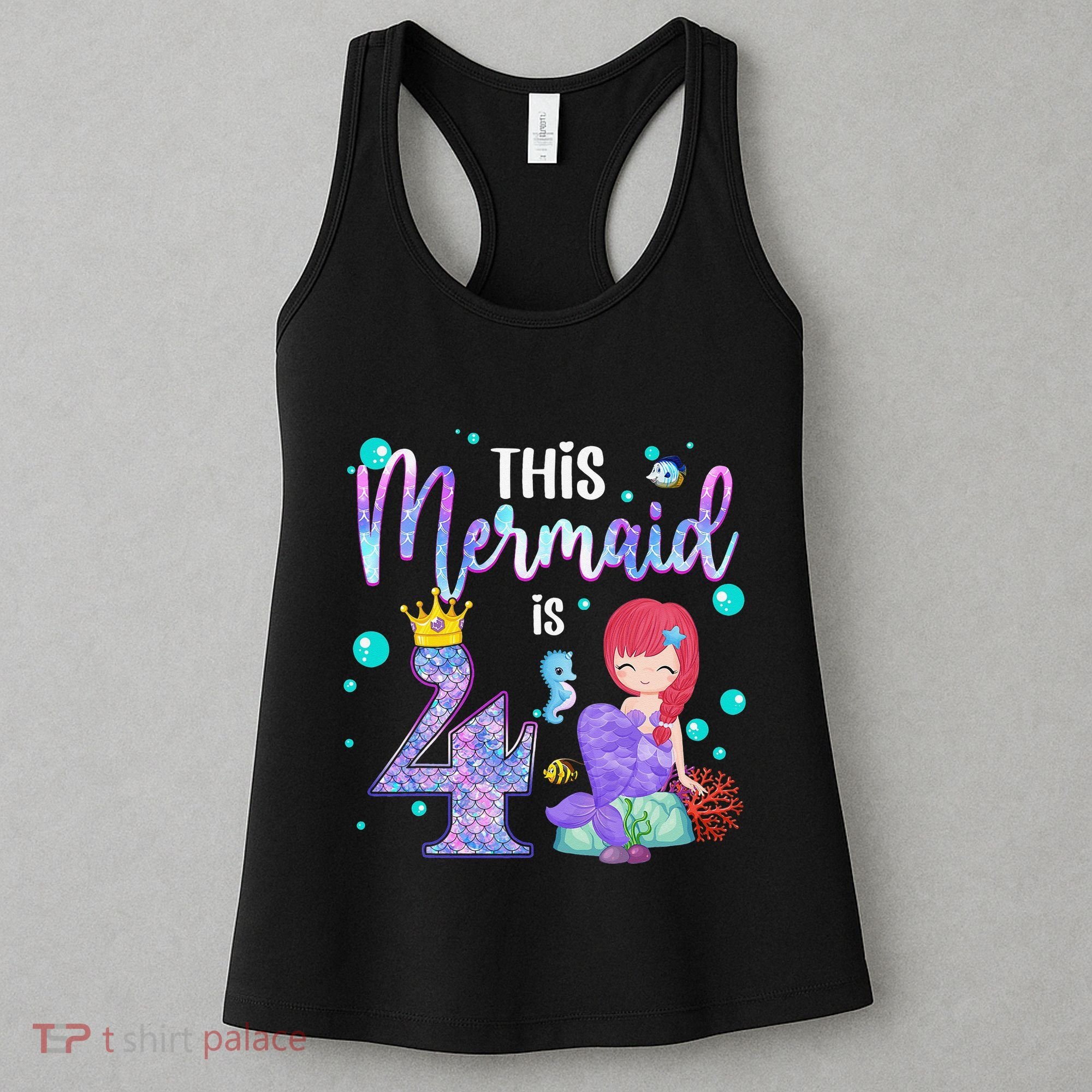 4th Birthday This Mermaid Is 4 Years Old Mermaid Women's Tank Top