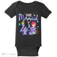 4th Birthday This Mermaid Is 4 Years Old Mermaid Baby Bodysuit thumb 0